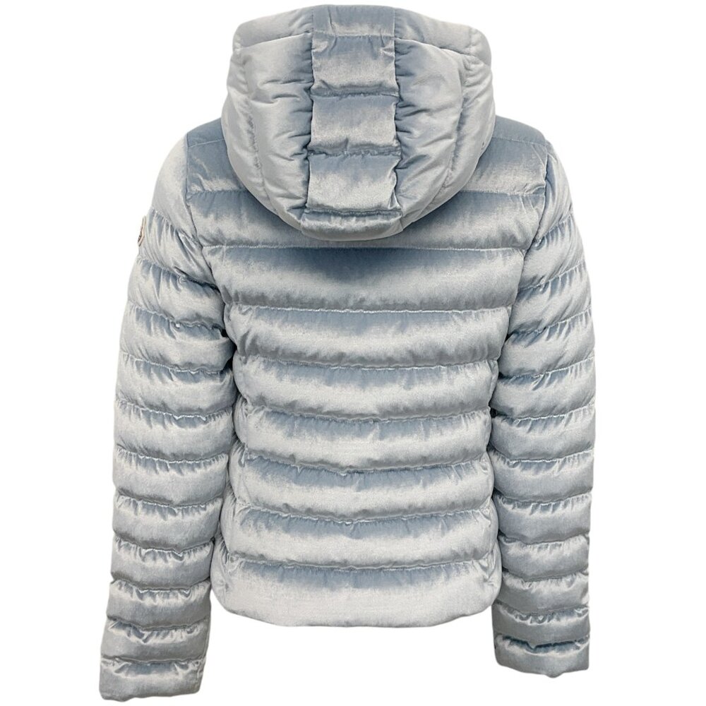 Moncler Light Blue Velour Hooded Puffer Jacket - Picture 3 of 4